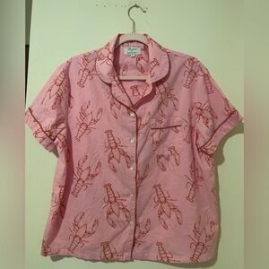 Crafted by Mahogany Pink Lobster Print Shortie PJs w/Side Pockets.  India. Sz L.